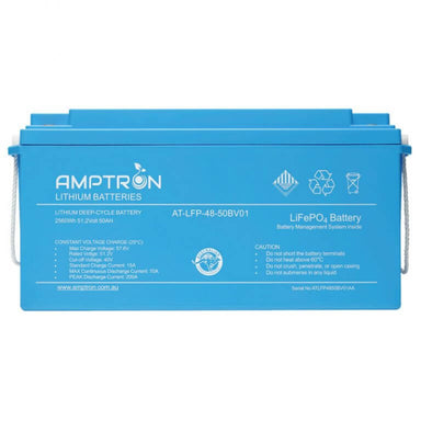 Amptron 48V 70A battery Blue on a white background
