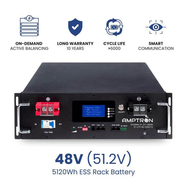 Amptron 48V ESS Rackmount Lithium Battery Front Photo on a white background