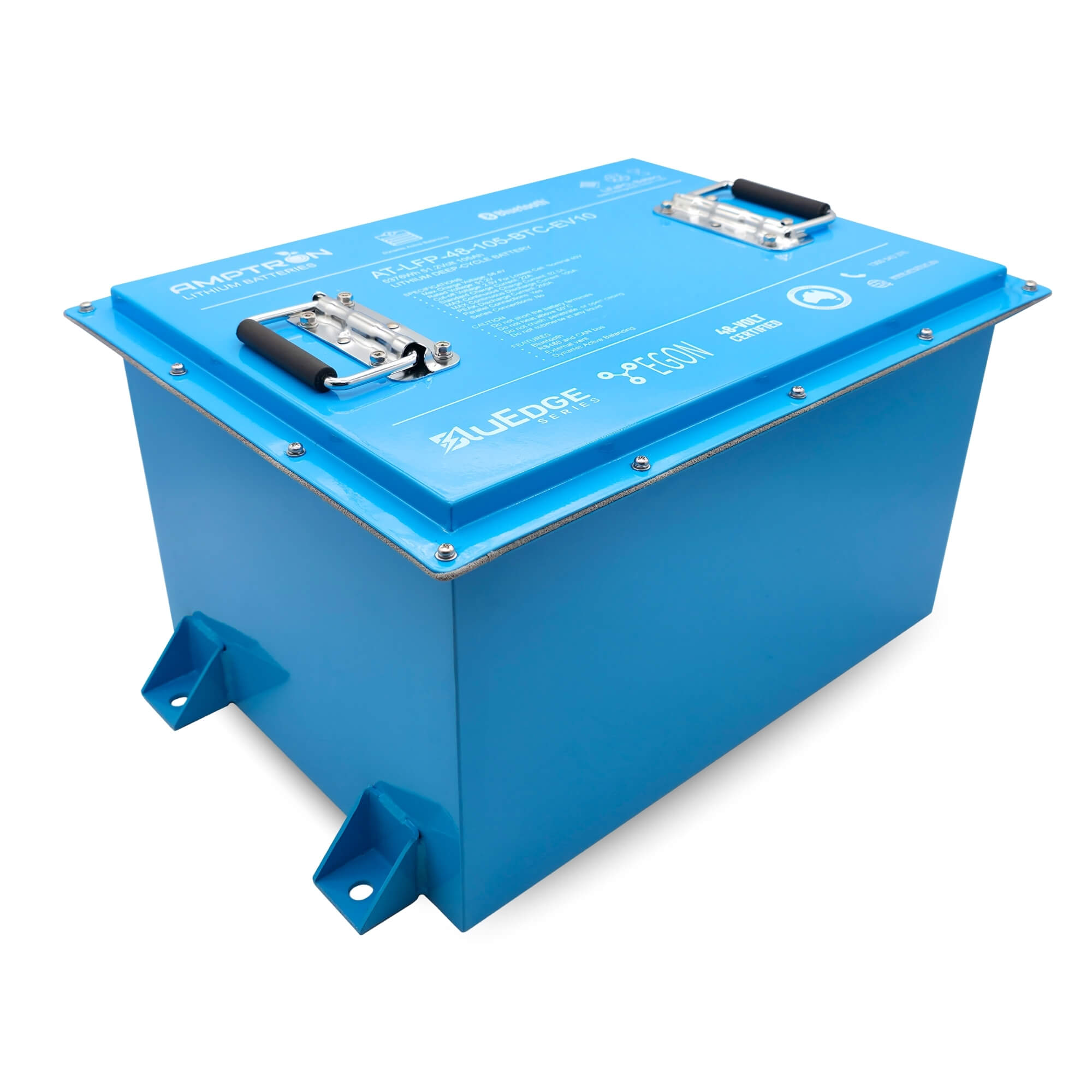 Amptron 48v 100a battery slightly angled on a white background