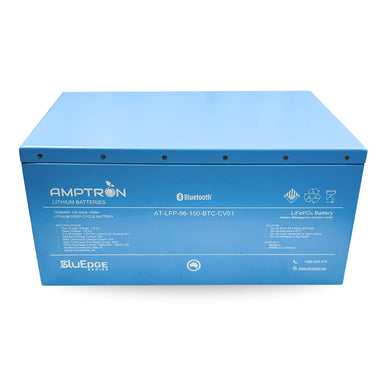 Amptron BluEdge 96V 150Ah 200A Industrial Battery Front on a white background