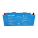 A photo of an amptron bluedge slimline 105ah 180a lithium battery sitting front on with a white background.