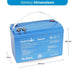 Amptron Bluedge 12V 100Ah 200A Lithium Battery Dimensions on a white background