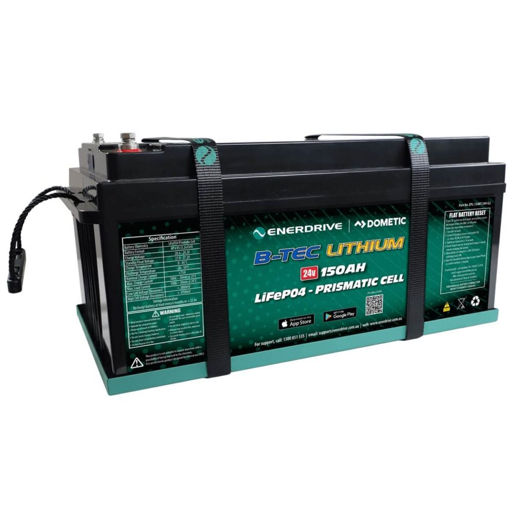B-Tec 24V 150Ah Gen 2 Lithium Battery Front Photo in a white background
