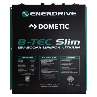 B-Tec Slim 12V 200Ah Top Side on a white background