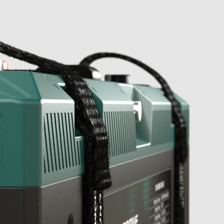 B-Tec Ultra 200Ah Lithium Battery side on the white background 