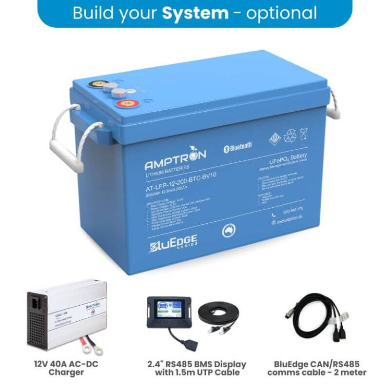 BluEdge 12V 200Ah 200A system optional on a white background