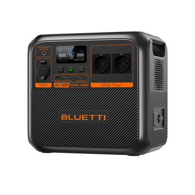 A photo of a Bluetti AC180P Solar Portable Power Station Facing Slightly to the right.