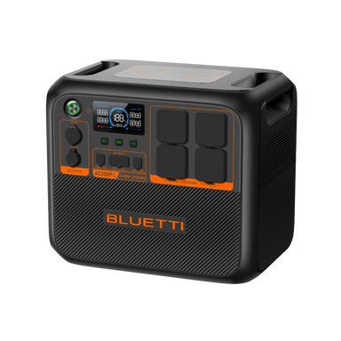A photo of a bluetti AC200PL 2400W Portable Power Station Facing topside slightly to the left.