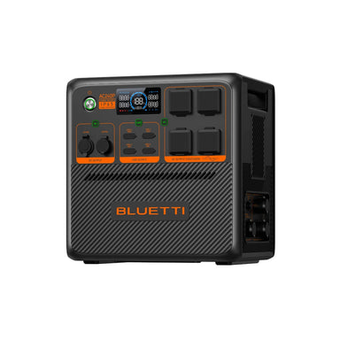A photo of a bluetti ac240p portable power station angled slightly to the left.