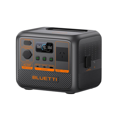 A photo showing a Bluetti AC50P 700W portable power station angled slightly to the right.