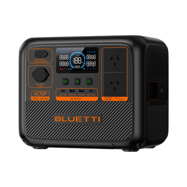 A photo of a bluetti ac70p 1000w portable power station angled slightly to the right.