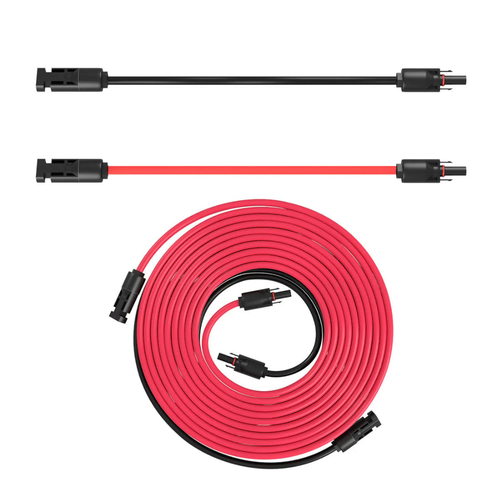 A photo of a 10 meter Bluetti MC4 solar extension cable sitting in front of a white background.