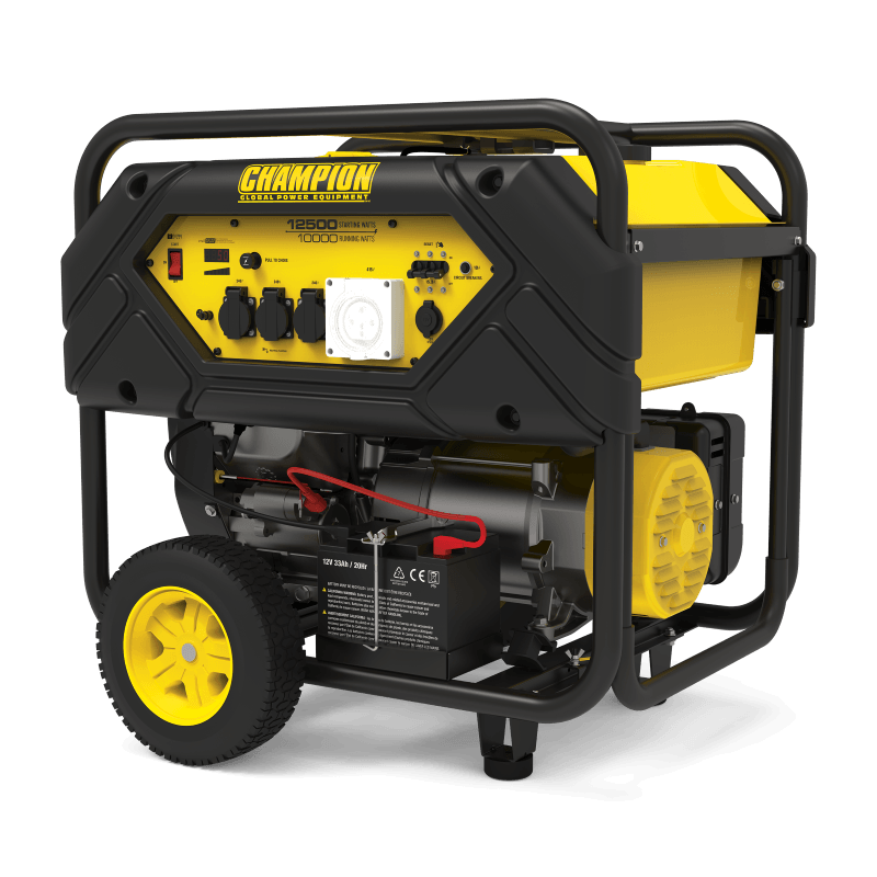 Champion 12.5 kW Open Frame Generator Slightly Angled to the Left on a transparent background