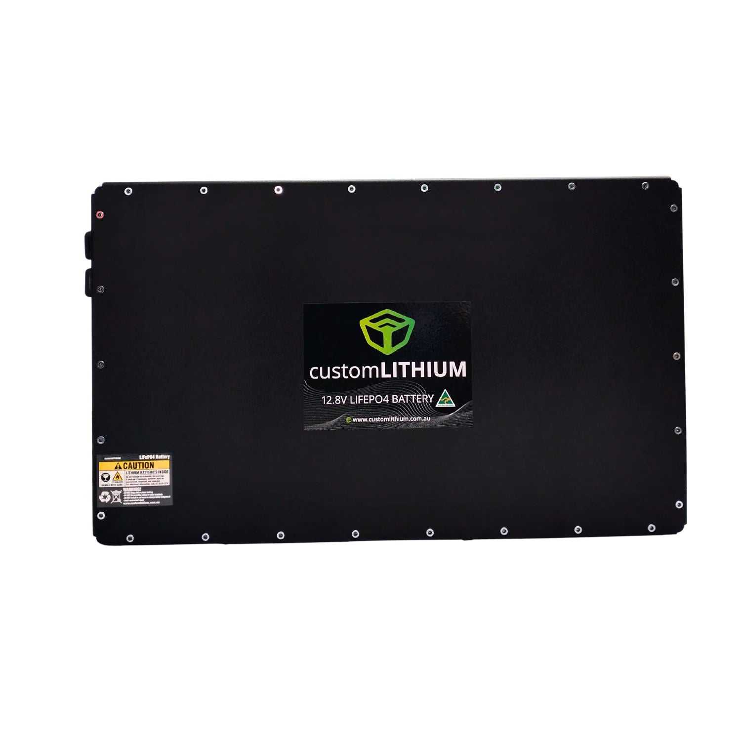 Custom Lithium 1250Ah Ultra Slim Battery Facing front in white background