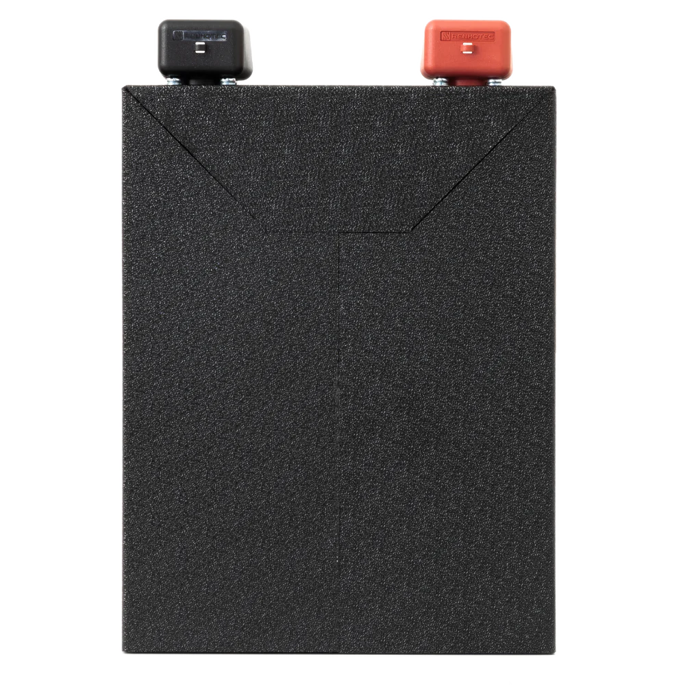 A photo showing the back of a custom lithium 310ah compact lithium battery.