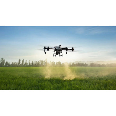 in the photo a DJI Agras T50 Agricultral Drone on the farm