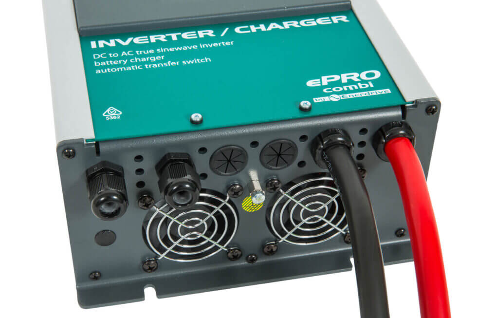 E-Pro Combi 1300W Inverter and charger Bottom Side on a white background