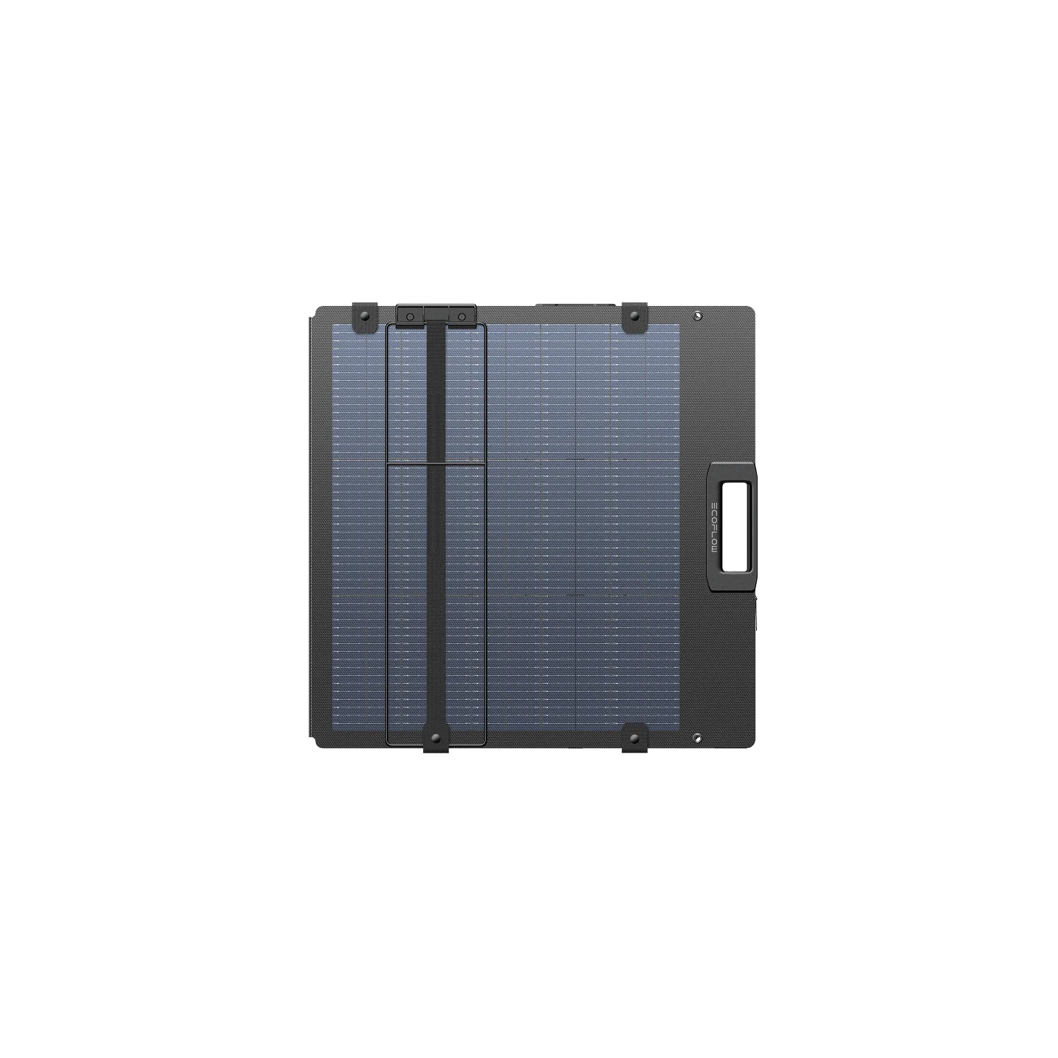 in the photo a EcoFlow 220W Lightweight Portable Solar Panel folded handle on the right 