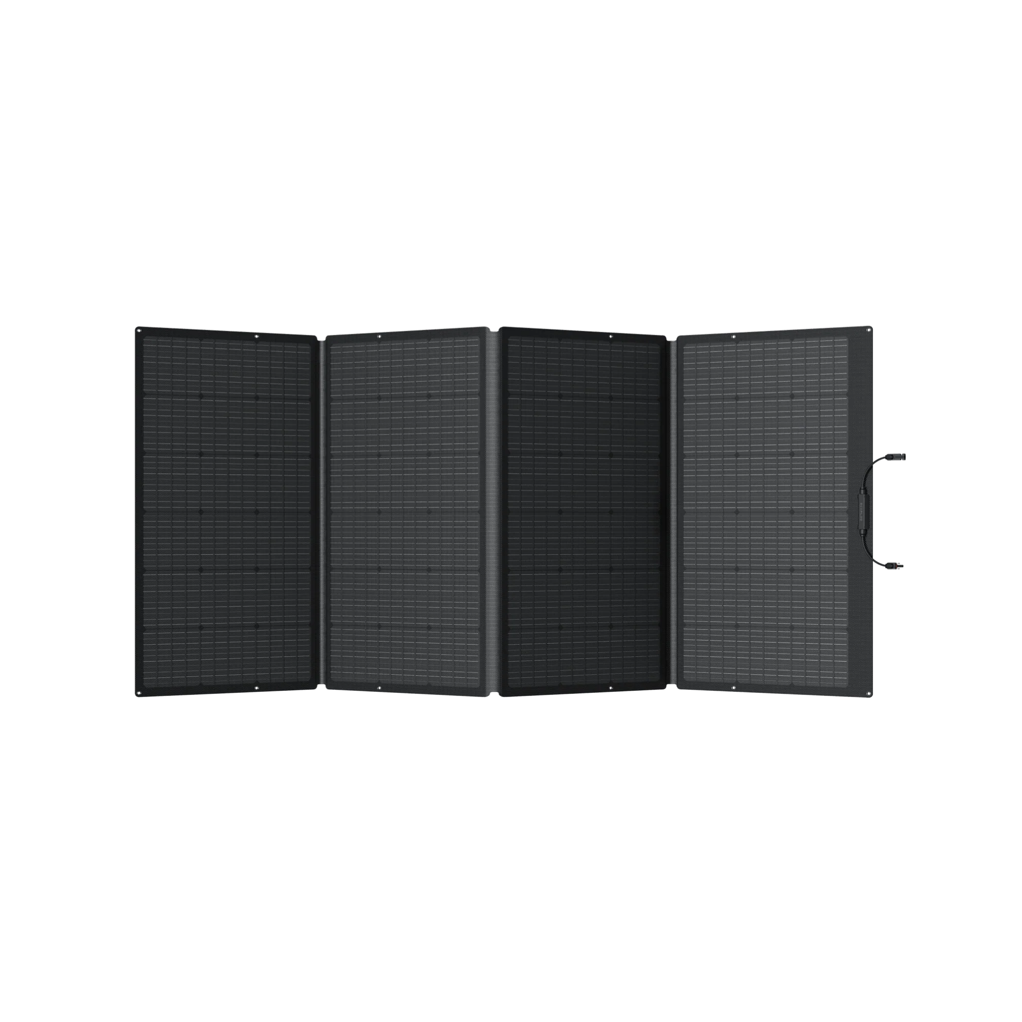 A photo of an EcoFlow 400W solar panel with its panels slightly folded on a white background