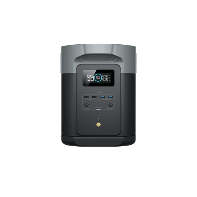 A photo of an EcoFlow Delta 2 Max Portable Power Station facing front on with a white background.
