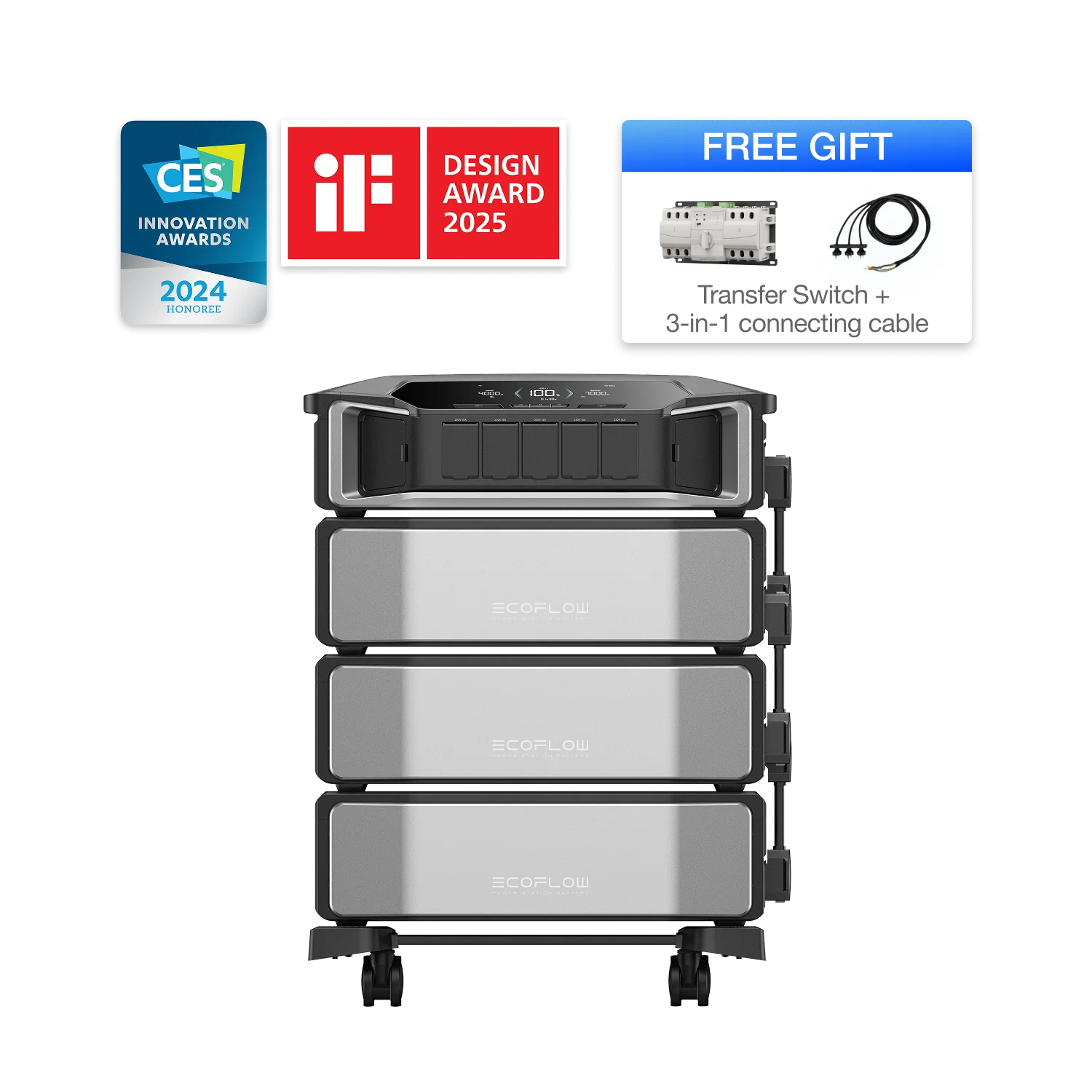 A photo of an ecoflow delta pro ultra  facing front on with additional bonuses.