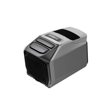 A photo of an EcoFlow WAVE 3 portable heater cooler sitting on a slight angle with a white background.