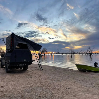 Emroo Desert King 4 Person Roof Top Tent Near Boat Near Sea