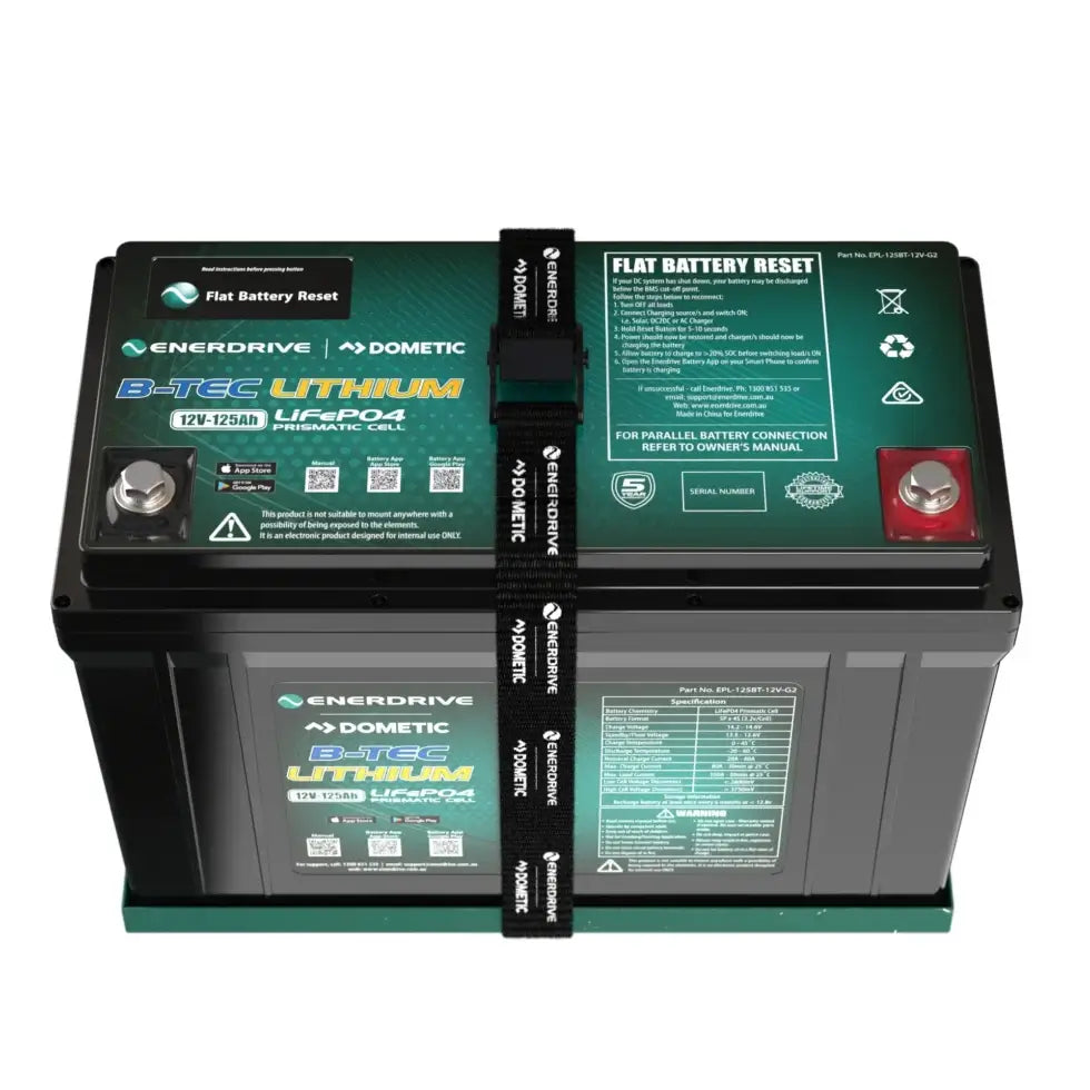 Enerdrive Dometic 12v 125Ah Gen 2 Battery Top on a white background