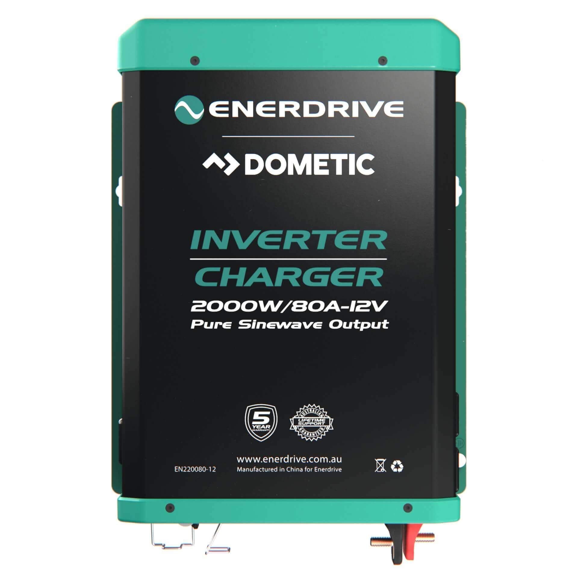 Enerdrive Dometic 80A 2000W Inverter and charger Front Photo on a white background