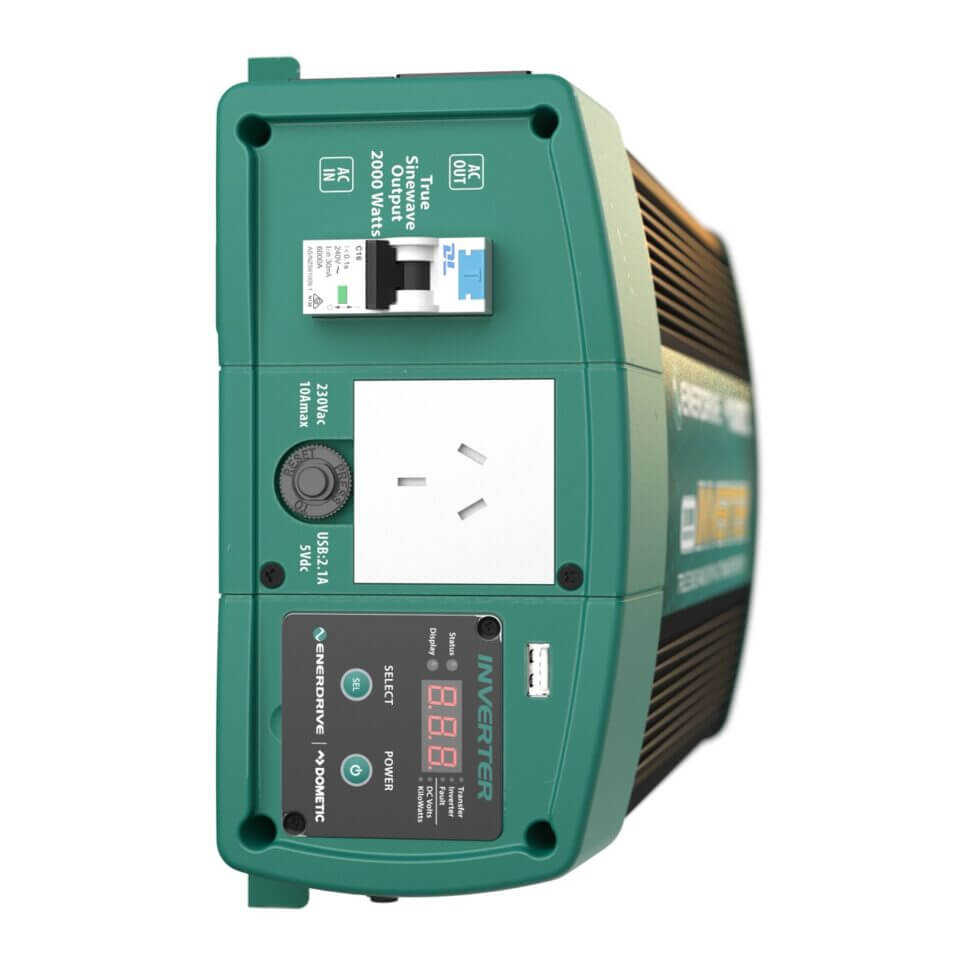 Enerdrive | Dometic E-Power 12V 2000W Pure Sine Wave Inverter With ATS Left Side Photo on a white background
