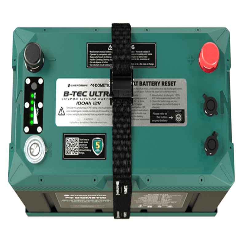 Enerdrive Dometic Ultra 12v 100Ah Battery on the white background