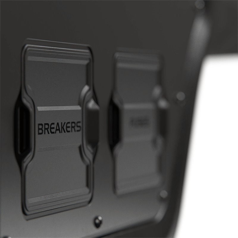 Enerdrive Journeyman Off-Grid Power System breakers zoomed in