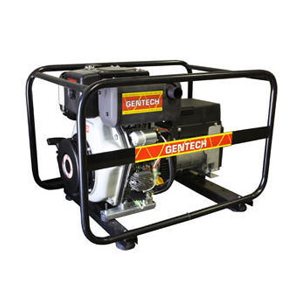 Gentech 6.8 kVA 3 Phase Electric Start Diesel Generator on a white background