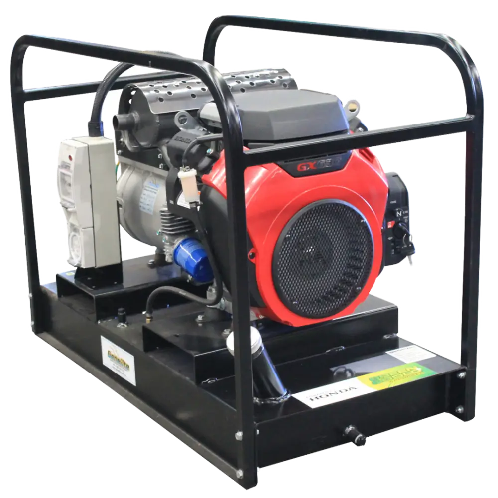 Honda 11kVA 3 Phase Fuel Based Tank Petrol Generator slightly angled to the right on a transparent background