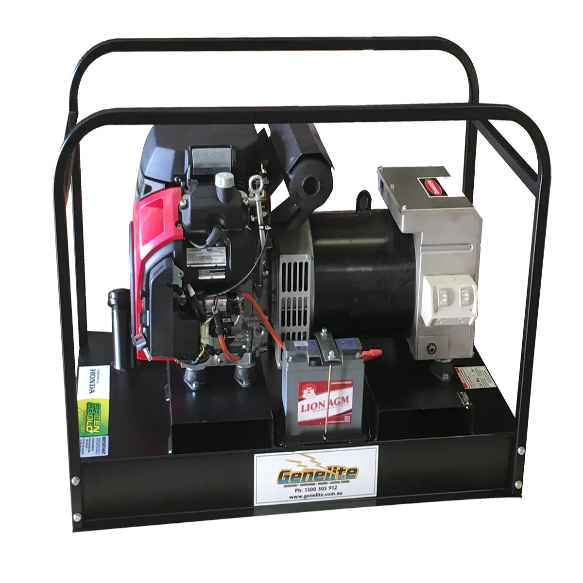 Honda 11kVA Fuel Based Tank Petrol Generator side another angle on a transparent background