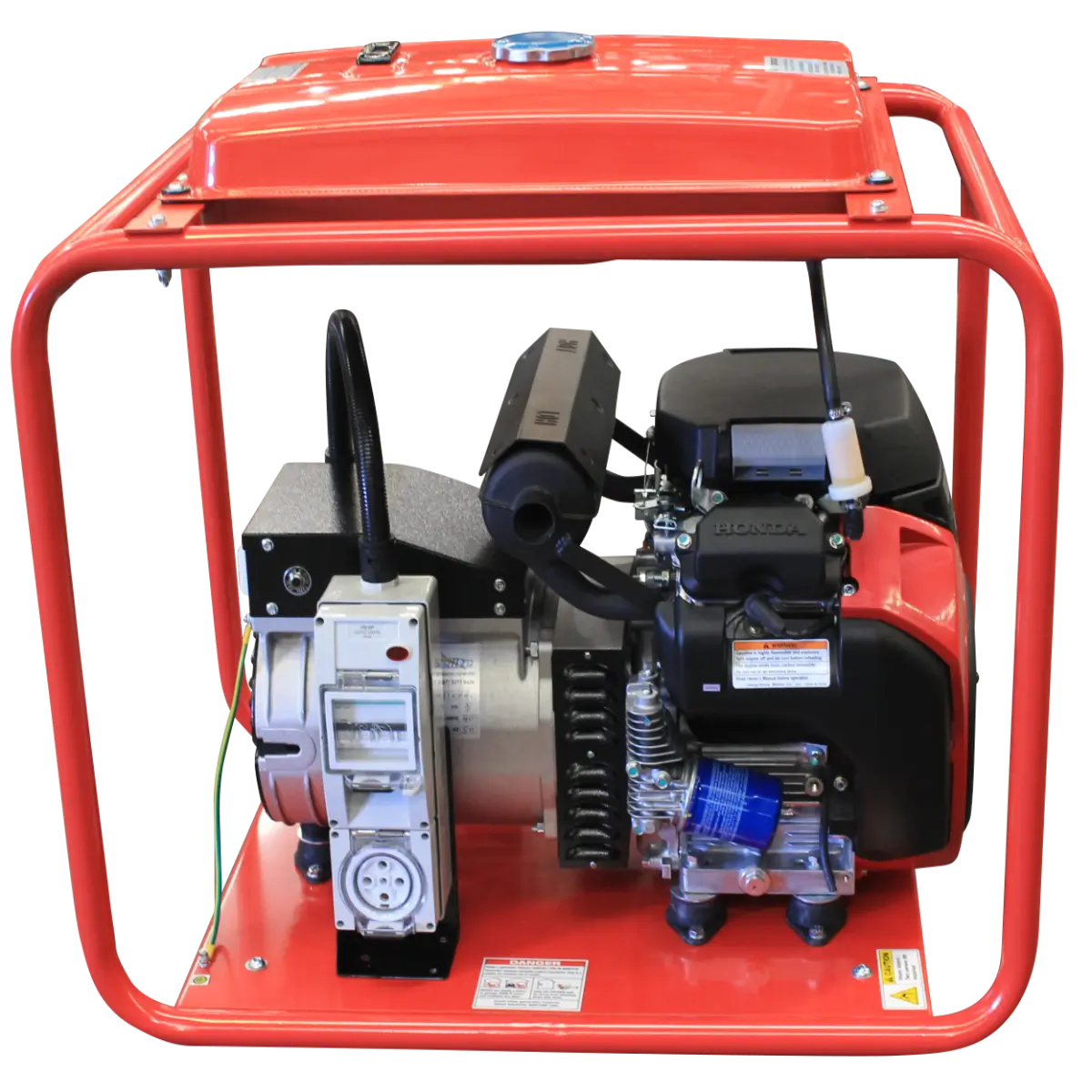 Honda 12.5kVA 3 Phase Long Range Tank Petrol Generator side view on a transparent background