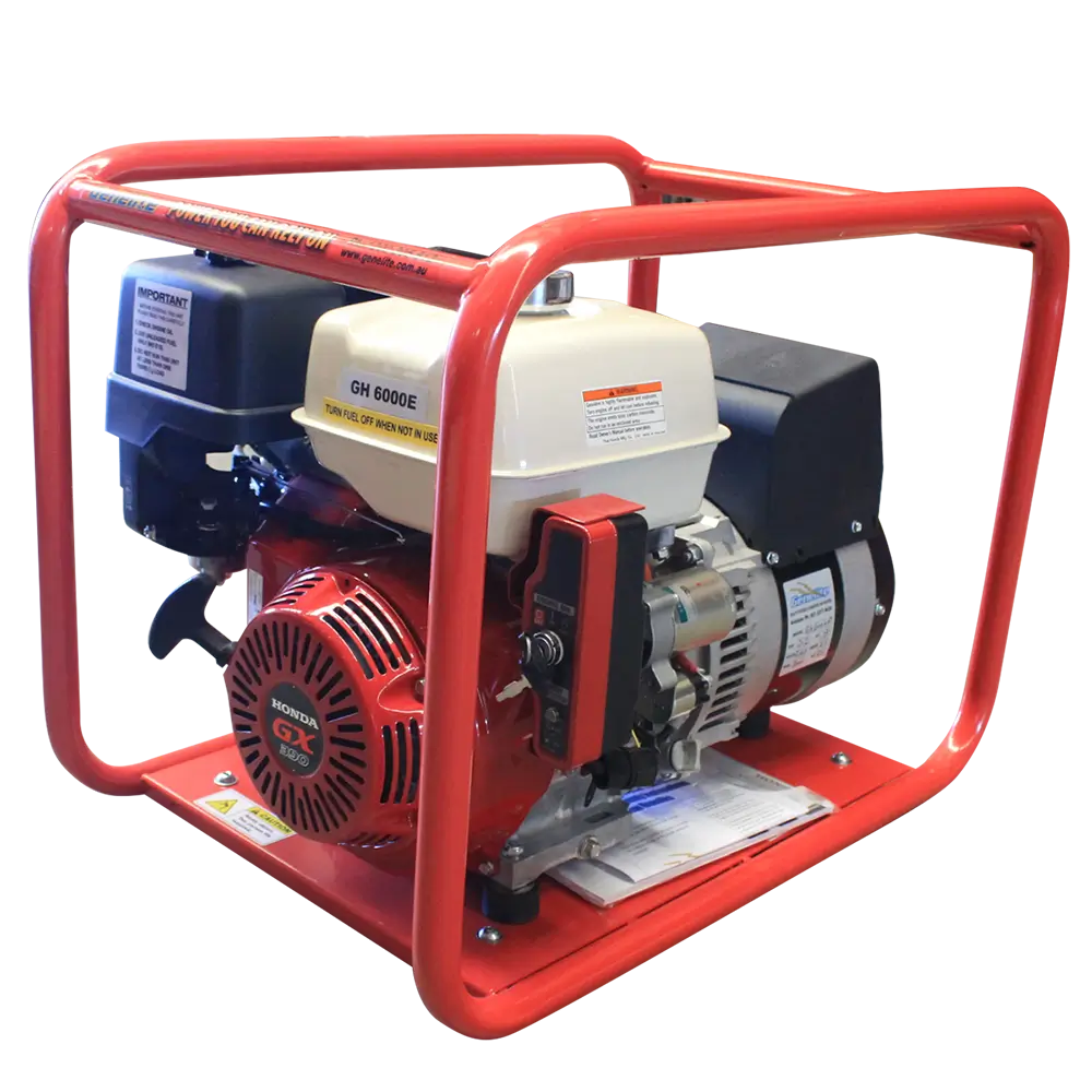Honda 6kVA 3 Phase Electric Start Generator front on a transparent background