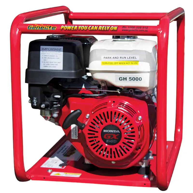 Honda 6kVA Petrol Generator front on a white background