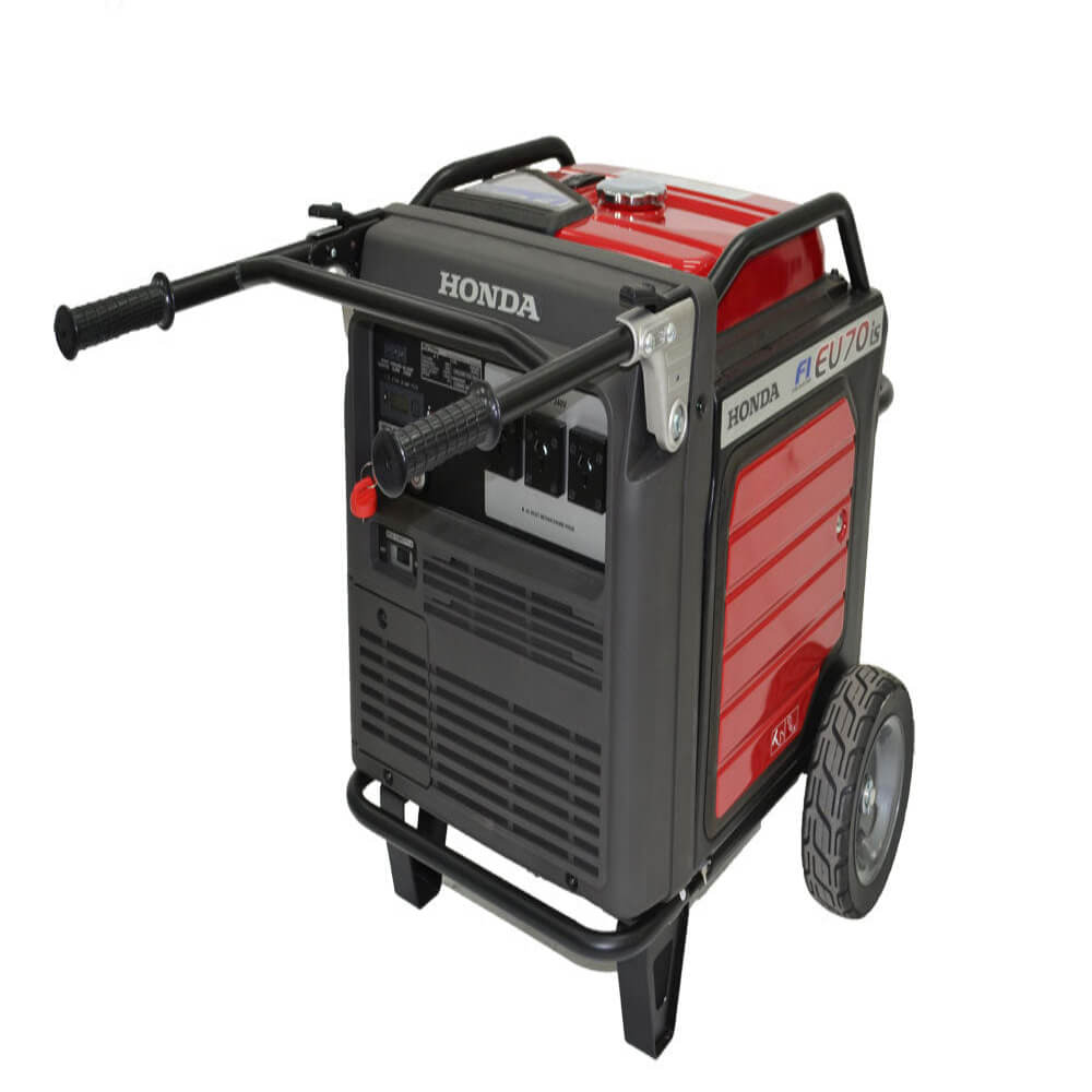 Honda EU70is 3kVA Portable Inverter Generator Back Right on a white background