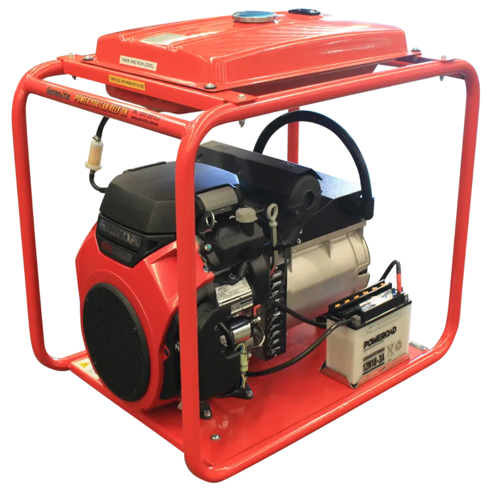 Honda GH12000E-LRT-3 12.5kVA 3 Phase Petrol Generator slightly angled to the left on a transparent background