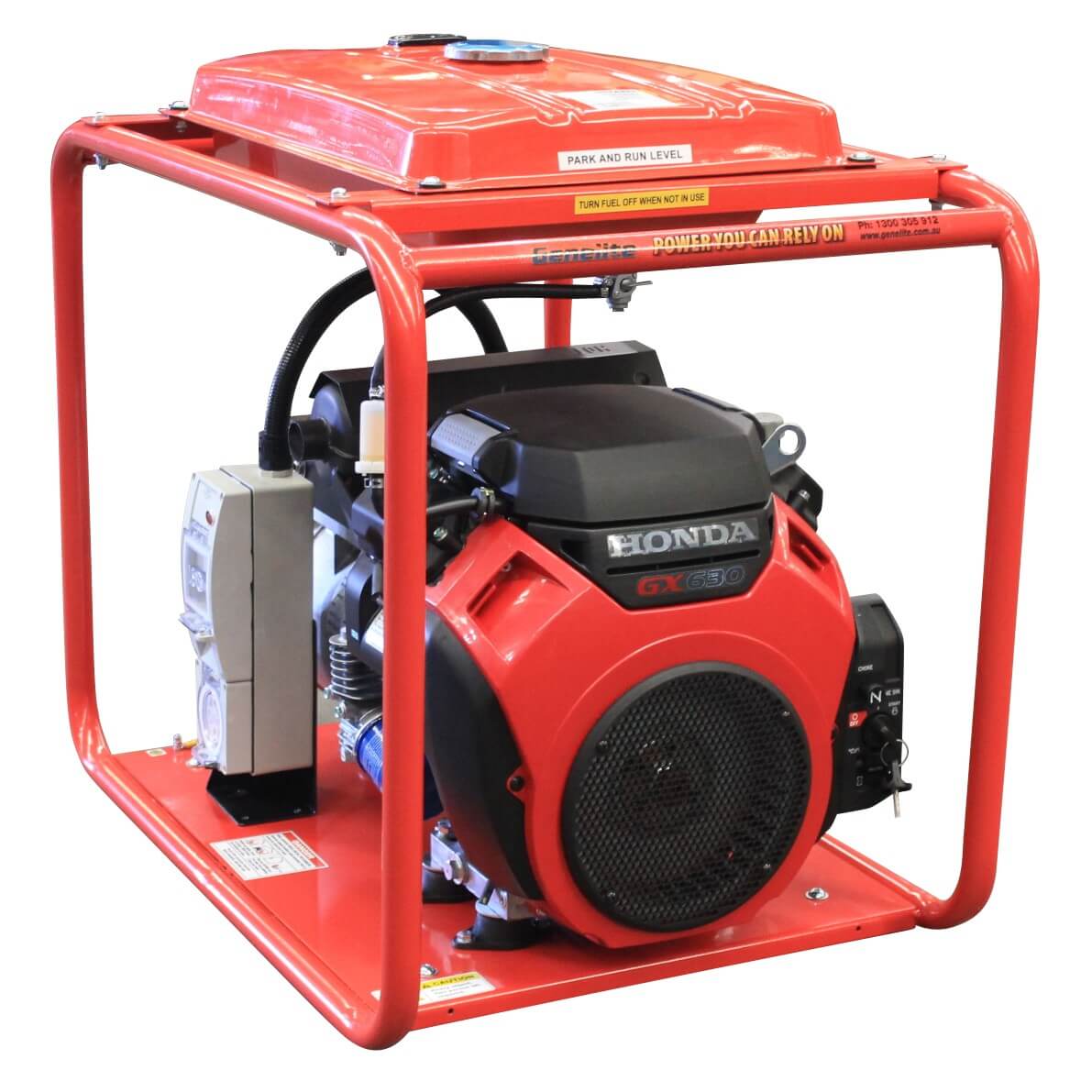 Honda GH16000E 16kVA LRT Petrol Generator Angled to the Right on a white background