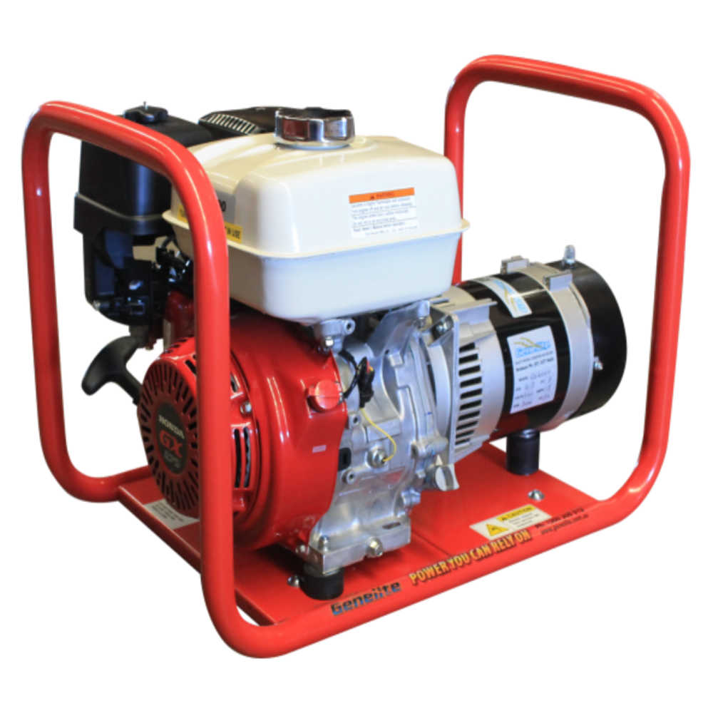 Honda GH4000 4.5kVA Petrol Generator back and side on a white background