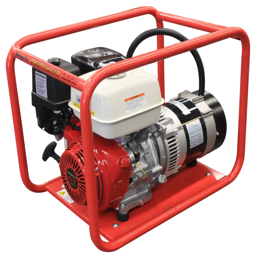 Honda GH6000-3 3 Phase Generator side view and top on a transparent background