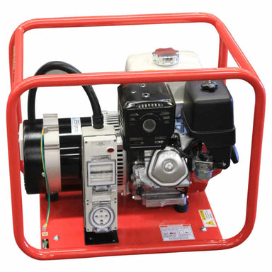 Honda GH7000-3 8kVA 3 Phase Petrol Generator side on a white background