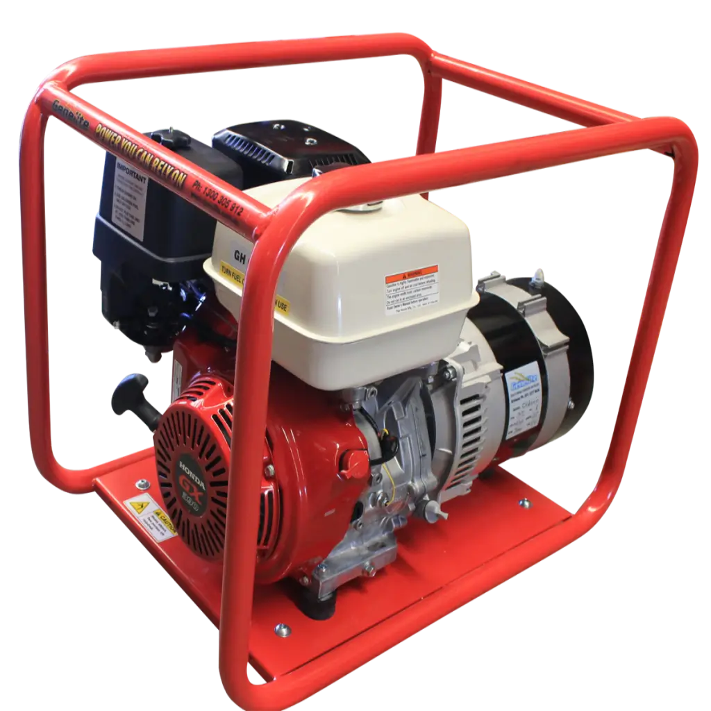 Honda GH7000 8kVA Petrol Generator side and top on a transparent background