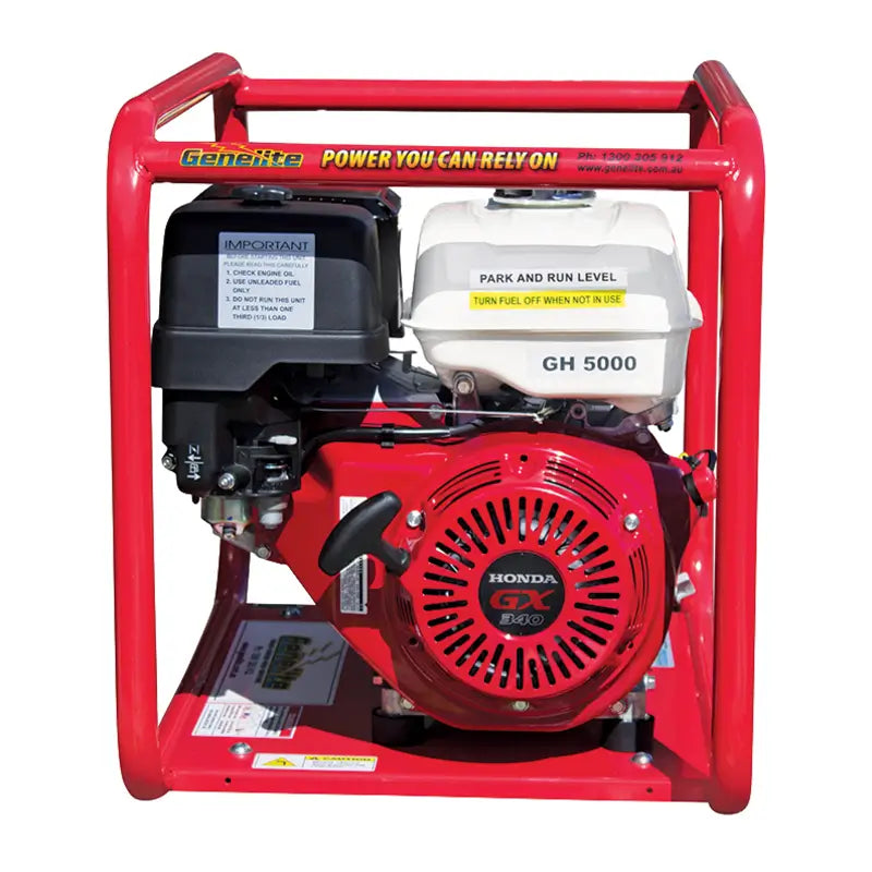 Honda GX340 6kVA Generator front on a white background