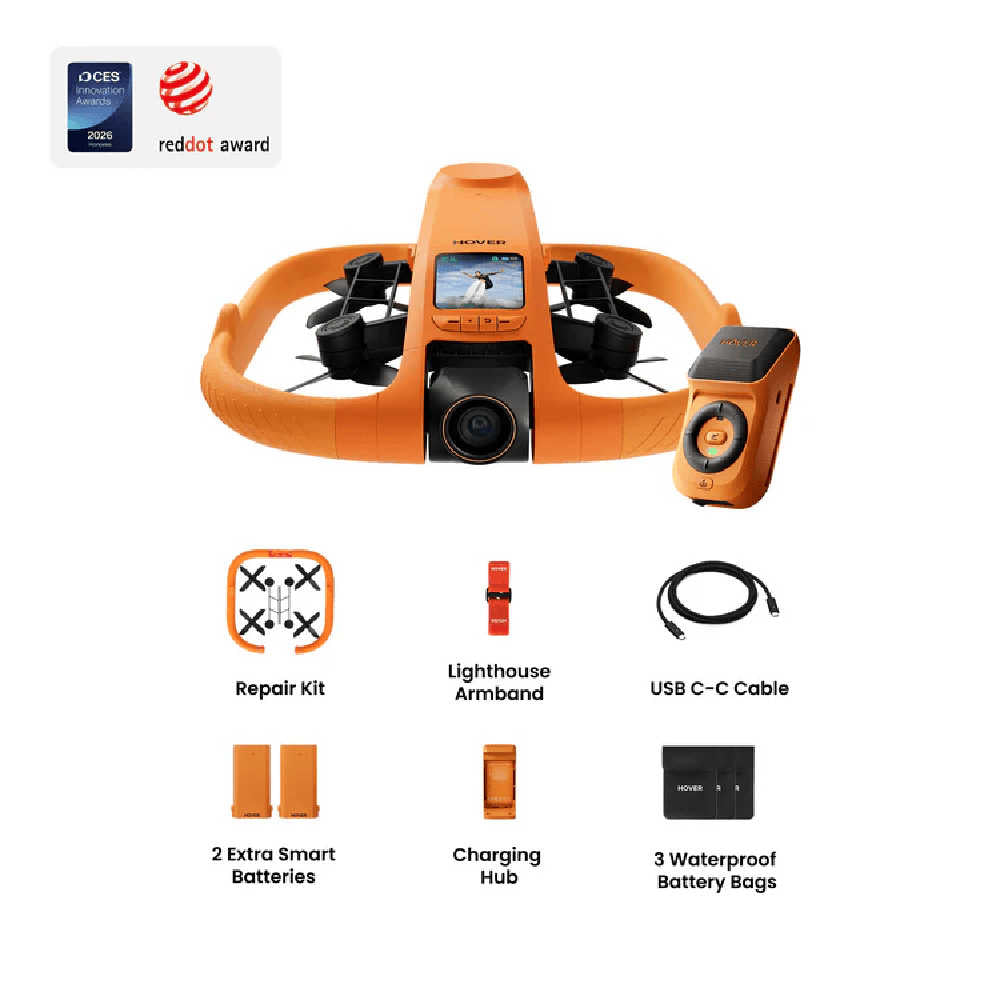 HoverAir AQUA Drone Fly more bundle on a white background