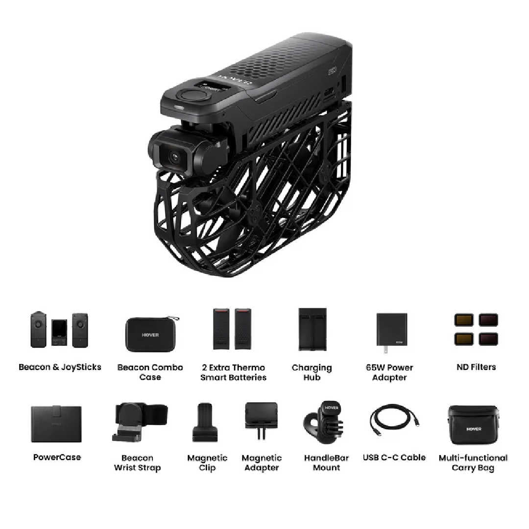 In the photo a HoverAir X1 Pro Flying Camera All In One Bundle on a white background