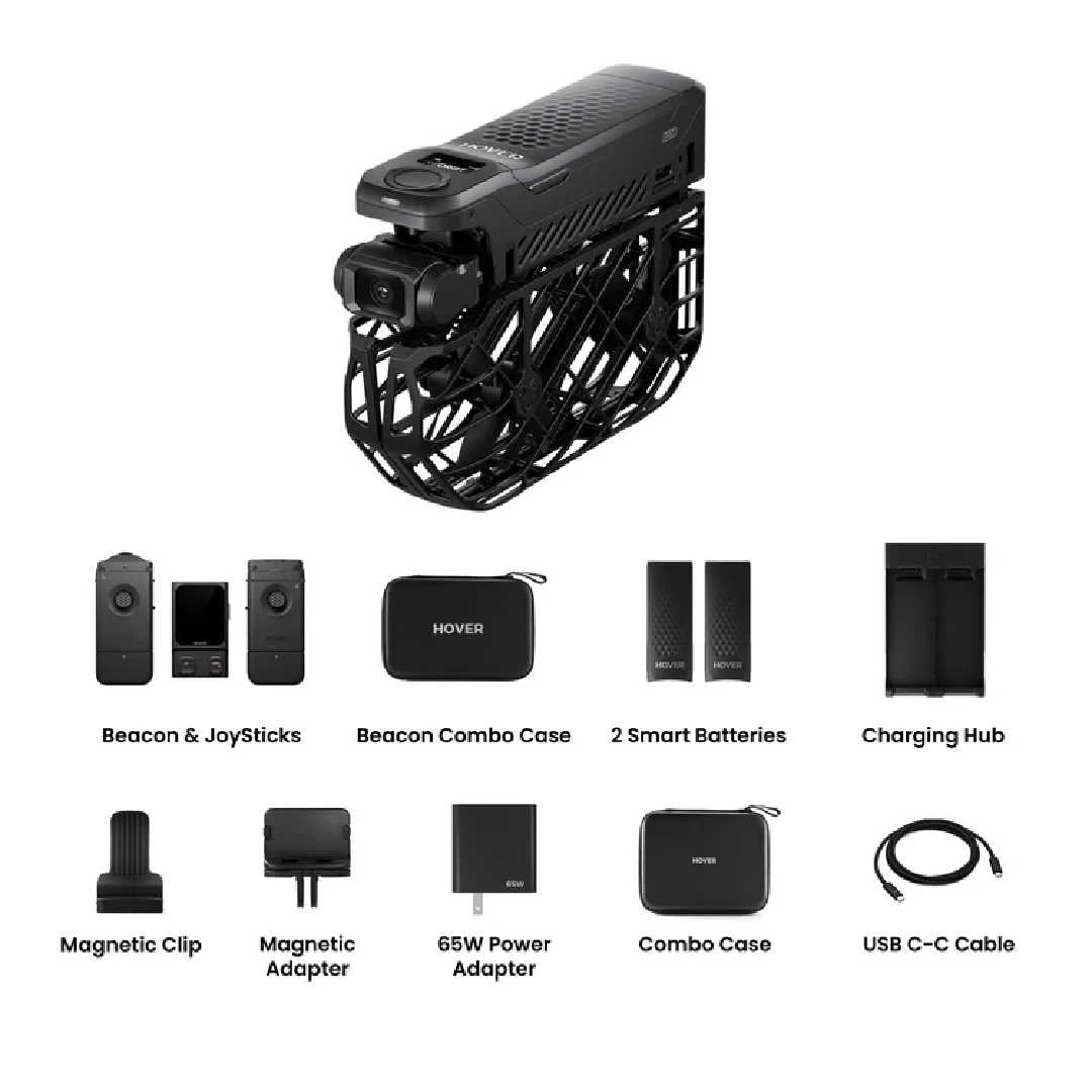 in the image a HoverAir_X1_Pro_Flying_Camera_Controller_Bundle on a white background