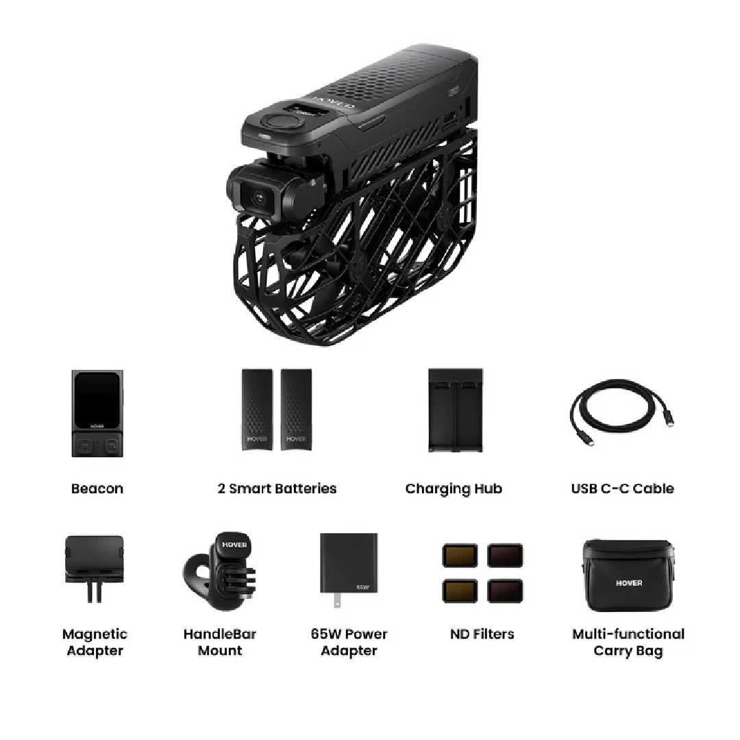 in the photo a HoverAir_X1_Pro_Flying_Camera_Cycling_Bundle on a white background